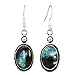 Natural Labradorite 925 Silver Plated Earrings for Women - Green Blue Flash Oval Shape Gemstone Jewelry - Handmade Dangle & Drop Light Weight Earrings - Anniversary Wedding Gift for Her