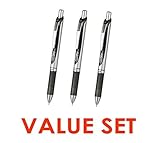 Pentel Energel Deluxe RTX Retractable Liquid Gel Pen,Ultra Micro Point 0.3mm, Fine Line, Needle Tip, Black Ink-Value Set of 3 (With Our Shop Original Product Description)