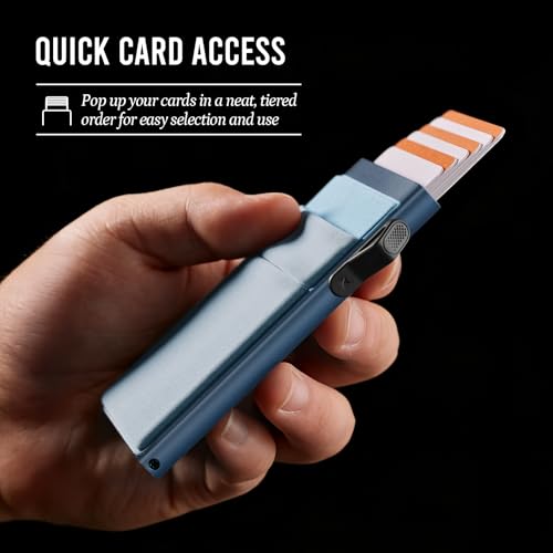 YESIIW RFID Blocking Pop Up Credit Card Wallet, A04-Light Blue, Minimalist