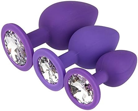 WITP 3pcs Silicone Anales Trainer Kit-Bûtt Pl'ugs Beads Massage Toys Jeweled Back Massage Toys(Purple)