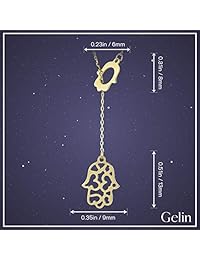 Gelin Collar de oro amarillo de 14 quilates con cadena de mano de Fátima para mujer, un regalo perfecto para ella, 18.0 in