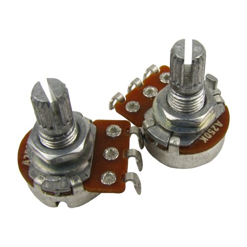Musiclily 15mm Guitar Mini Size Pots 250K Short Split Shaft Audio Taper Potentiometers for Guitar Bass (Pack of 2)