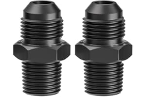 SINTLY 1/2" NPT to 10AN Flare to AN10 Male Straight Fitting Union Flare Adapter Aluminum Black 2Pcs