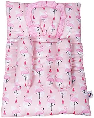 Smartcraft Baby Mattress with Bolster and Pillow Flemingo Print - Pink