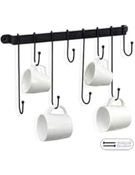AJART Coffee Mug Rack Form Hand-Forged (17 inches/Black) Free and Highly Flexible for Mug Hooks