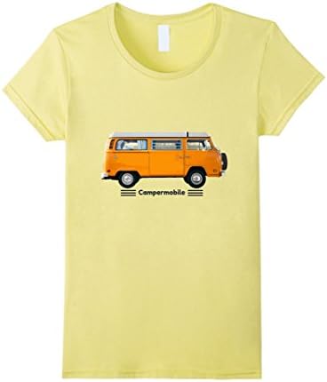 Womens Vintage CamperMobile Van - Retro T-Shirt Large Lemon