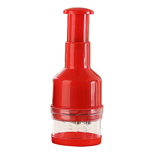 Fenleo Food Chopper One Piece Salad Vegetable Chopper and Slicer Dicer Manual Mini Hand Chopper Onion Garlic Mincer with Cover for Vegetables Stainless Steel Cutter Blade