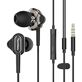 Earbuds Tsumbay In Ear Headphones with Microphone and Volume Control, Dual Drivers Earphones with HiFi Audio, Deep Bass, Wired Earphones Headset for Apple iOS and Android Phones PC Tablets