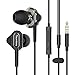 Earbuds Tsumbay In Ear Headphones with Microphone and Volume Control, Dual Drivers Earphones with HiFi Audio, Deep Bass, Wired Earphones Headset for Apple iOS and Android Phones PC Tablets