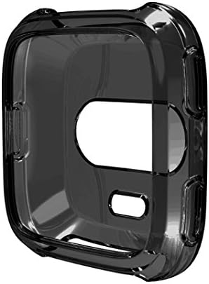 ZLOSKW For Fitbit Versa Case, Soft TUP Protective Case Cover Shockproof Screen Frame Protector Shell for Fitbit Versa Smart Watch Accessories Women Men (Black)