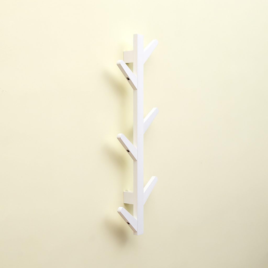 LOFTfan Wall Coat Racks Creative Solid Wood Coat Rack/Wall Hanging, Wall Hook Living Room Hanger wall mounted coat rack with hooks (Color : White, Size : 78cm)
