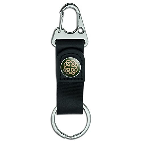 Celtic Knot Love Eternity Belt Clip-On Carabiner Leather Fabric Keychain Key Ring