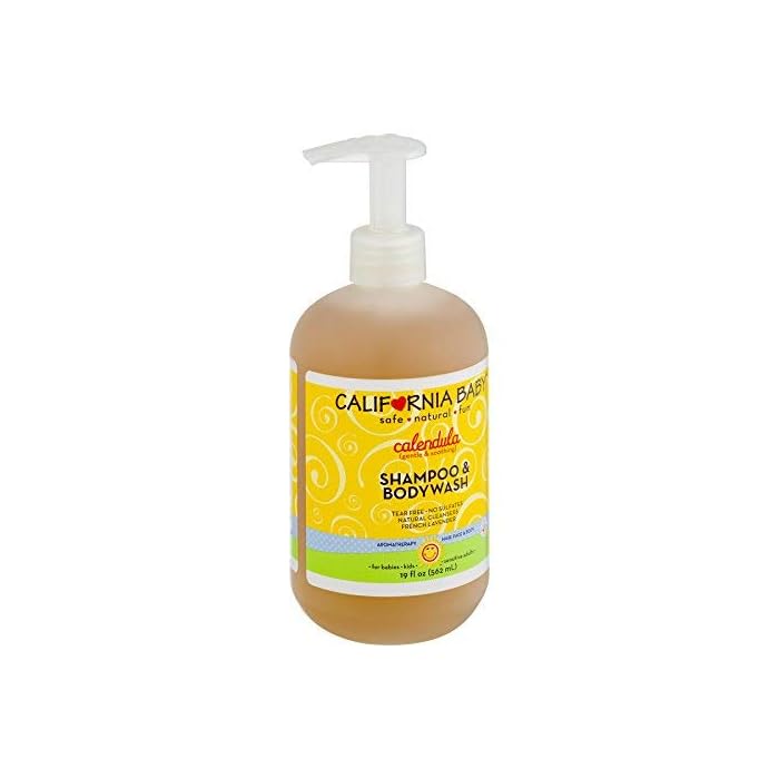 California Baby Calendula Shampoo and Body Wash - Hair, Face, and Body | Gentle, Allergy Tested | Dry, Sensitive Skin, 19 oz.