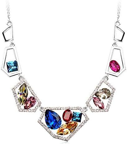 Swarovski Crystals Bib Statement Collar Necklace for Girls Women, Birthday Anniversary Gifts