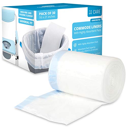 JJ CARE Commode Liner with Absorbent Pad, Portable Toilet Bags, Bedside