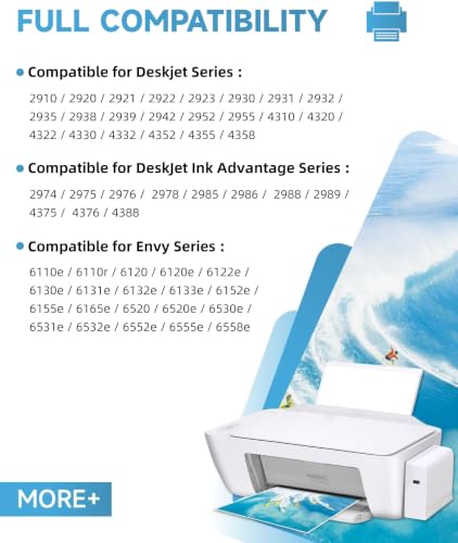 Encre 308XL BK/CMY- 730/600+ Pages, Remplacement pour Cartouche HP 308 Noir et Couleur Original, Encre Imprimante 308 XL pour Envy 6110e 6120e 6122e 6130e 6132e 6520e 6530e DeskJet 2910 2920 2921 2922