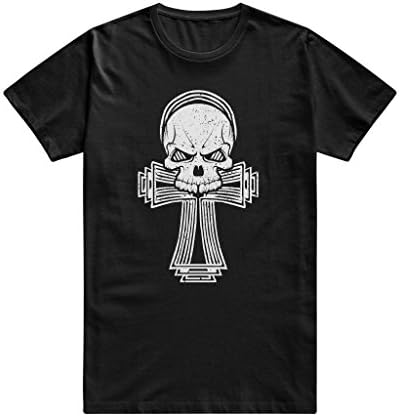 AmyArt Men's The Skull Pattern Ankh Egyptian Symbol T Shirts L