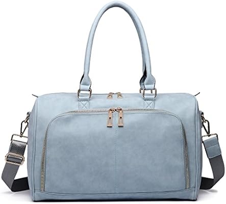 Miss Lulu Baby Nappy Diaper Changing Bag Set Large Shoulder Pu Leather Handbag Changing Mat Removable Tote And 2 Strap Light Blue