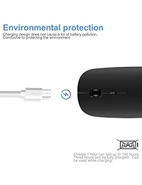 Ratón inalámbrico Bluetooth de 2,4 GHz, 3 DPI ajustables, modo dual delgado recargable inalámbrico ratón USB silencioso, compatible con ordenador portátil Windows Mac Android Mac PC