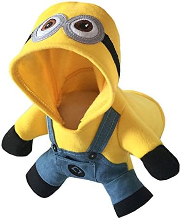 Aifang Halloween Pet Dog Puppy Costume Minion Despicable Me Cartoon Costume Coat Jacket Cosplay Clothes Outfit Apparel 2XL