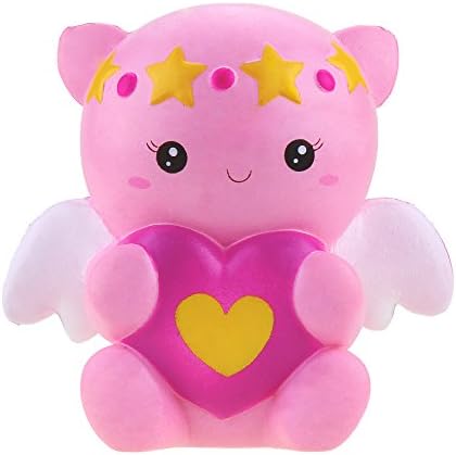Yummibear Squishy Pink Angel Toys Squishies Kawaii Slow Rising Squeeze Toys Cream Scented Cute Squishy Toys 5.3” Decoration for Phone Backpack