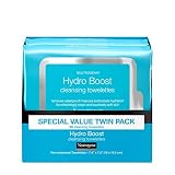 Neutrogena HydroBoost Facial Cleansing & Makeup Remover Wipes with Hyaluronic Acid, Hydrating Pre-Moistened Face Towelettes to Cleanse & Remove Dirt, Makeup & Impurities, Twin Pack, 25 ct
