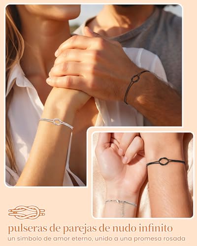 CheersLife 2 Piezas Pulseras para Parejas, Regalos Originales para Parejas, Regalo Aniversario Pareja Destino Regalos Aniversario San Valentín Cumpleaños Para Novio Novia Mujer Hombre Marido Esposa