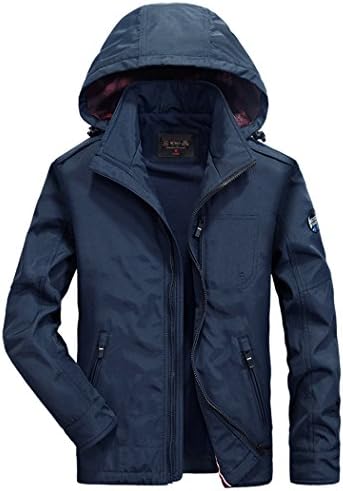 Threelove Men's Thick Warm Coat Windproof Fleece Winter Jacket Blue XL