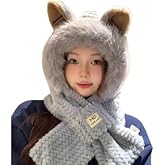 MILLEVIBE Scarf Hat with Fox Ears - Women's Winter Hooded Cozy Bear Hoodie for Cold Weather - Ultimate Warmth