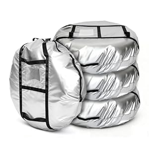 ZATOOTO タイヤカバー 防水 厚手500D 屋外 タイヤ保管 収納 厚手 シルバー L 4枚セット LTZ13-L-4PCS