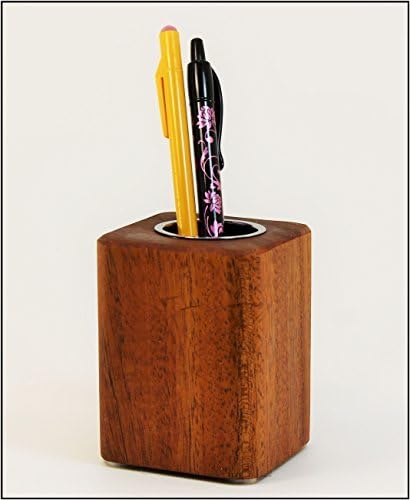 Woodberry Desktop Collection Pen Cup. Handcrafted from Solid Dark Mahogany or White Maple Hardwood. Part of The Desktop Collection Set. (Mahogany)