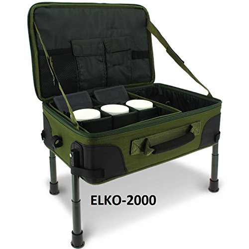 ELKO-2000 Carp Station Tackle Tasche inklusive Tackleboxen , Dosen, Seitentisch usw. NEU