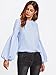 Verdusa Women's Round Neck Elegant Blouse Lantern Sleeve Top With Keyhole Back Blue#1 L