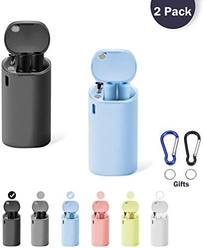 2 Pack Reusable Drinking Collapsible Straws, Composed of Food-grade Stainless Steel & Silicone with Cleaning Brush & Sturdy Carrying Case, For Gifts idea,Travel,Party, Outdoor, Gym.(Black&Blue)