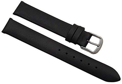 myledershop 15mm Calf leather watch strap band Made in Germany in black with buckle in silver MJ-Design-Germany incl assembly instructions