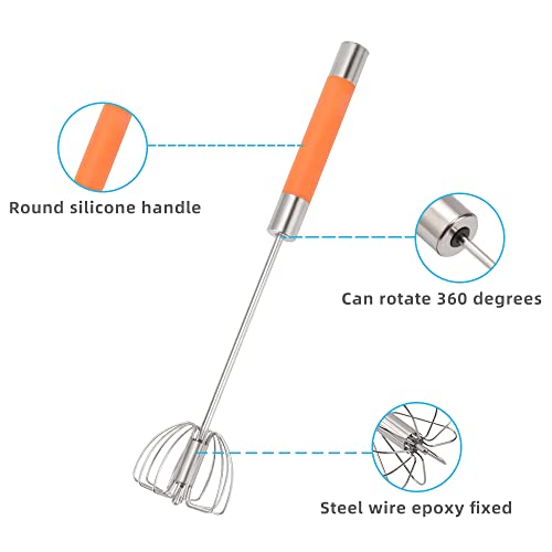Stainless Steel Semiautomatic Whisk Egg Beater, 12" Handheld Egg Whisk