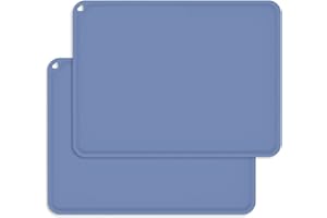 CINEZUN Baby Placemat, Placemat for Kids, Silicone Food Placemats for Toddlers Baby,Durable Food Grade Silicone with Non-Slip Suction(2Pack,Lake Blue)