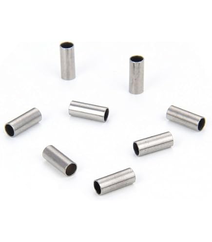 PH 60pcs 925 Sterling Silver Round Tube Beads 1.7/2/4/6mm Long Crimp Beads Clamp End Spacer Beads Metal Spacer Stoppers Beads Beading Diy Jewelry Nec