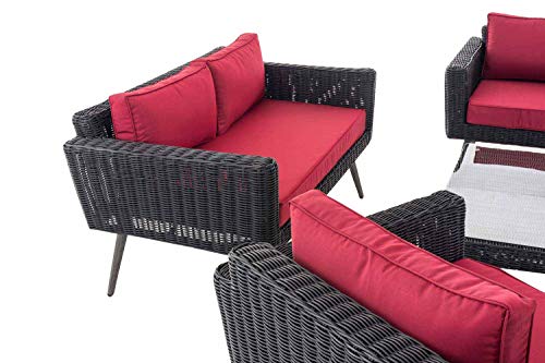 CLP Polyrattan Loungeset Kiruna I Schwarz I Gartenlounge Rundrattan I Sofa & 2X Sessel & Glastisch I 5mm Rattandicke… – Bild 7