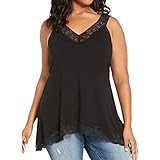 GONKOMA Women's Summer Plus Size Lace Vest Sleeveless Loose Tops Blouse