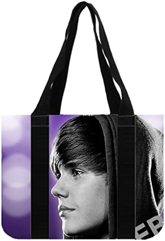 Emana custom womens Justin Bieber Never Say Never Tote Bag Canvas Shopping bag shoulder handbags Canvas Tote Bag Shoulder Bag (Two Sides) Size: 14.4" x 10.4" x 4.3"