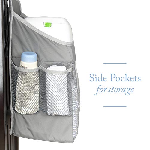 Hanging Baby Diaper Caddy Organizer - Hang On Door, Crib Or Infant Changing Table - Nursery Station Basket For Diapers, Wet Wipes, Clothes Storage - Waterproof & Stylish - Unisex Grey For Boys & Girls - Thumbnail 3