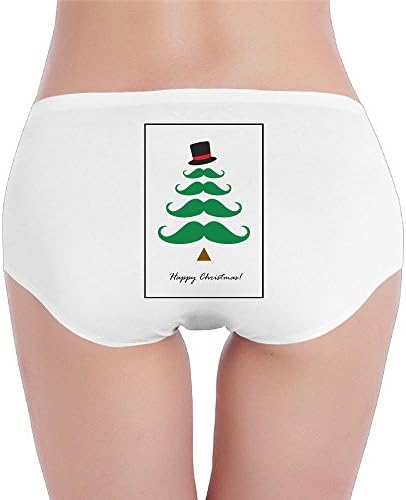 Funny Mustache Tree Happy ChristmasBriefs For WomensLadies Girls Lovely Printed Underwear Panties Cotton