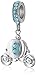Disney Stainless Steel Crystal Carriage Dangle Pendant Bead Charm