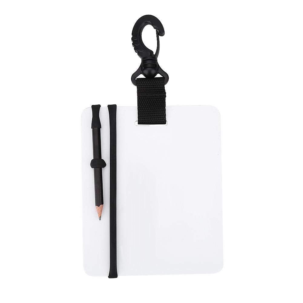 Keenso Diving Writing Slate, Plastic, Waterproof Scuba Diving Slate, Underwater Writing Tablet, Writing Board with Swivel Clip & Pencil for Water Sports Diving Swimming
