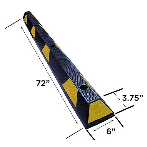 Electriduct 72" Heavy Duty Rubber Parking Block Curb Wheel Stop 3.75