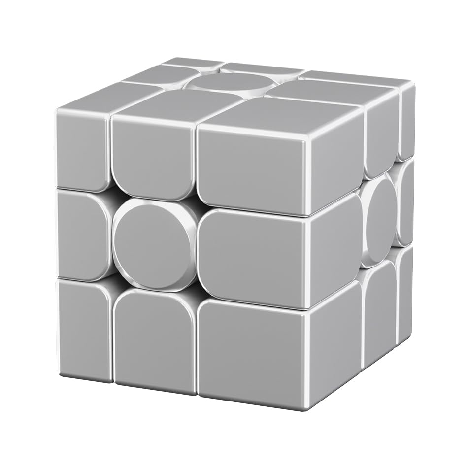 Moyu Mirror V2, 3x3 Magnetic Stickerless Cube 3x3x3 Magic Speed Cube Original, 3D Puzzle Magic Cube Ball-Core Magnetic UV Coated Version for Kids, Teenagers (Silver)