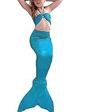 Newland Girl's Kids Princess Mermaid Tail Sea-maid Bikini Swimwear Bathing Suit(No fins) Blue 150