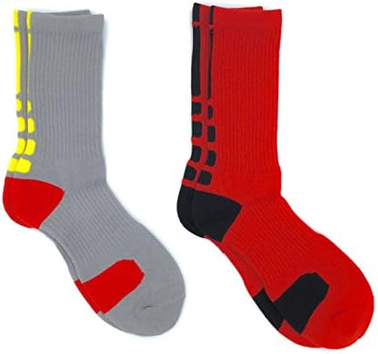 SpankY Men's Athletic Patterned Cushioned Crew Socks Basketball Performance Series 5 (2-Pack)