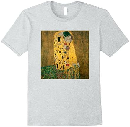 Mens The Kiss T-Shirt Gustav Klimt Art Lover Art Historian Shirt 3XL Heather Grey